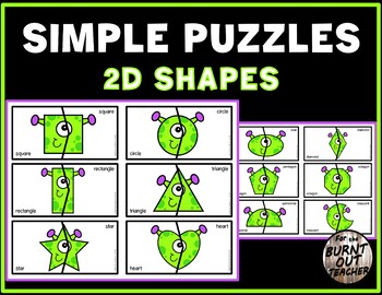 Preview of SIMPLE SHAPE PUZZLES matching task sensory shapes ALIEN ALIENS OUTSPACE SPACE