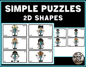Preview of SIMPLE SHAPE PUZZLES matching task sensory shapes COMMUNITY HELPERS DOCTOR