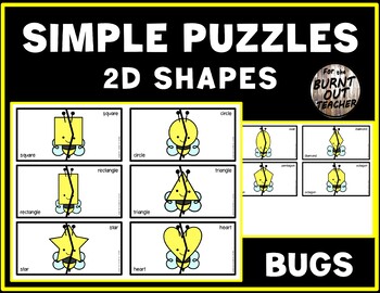 Preview of SIMPLE SHAPE PUZZLES matching task sensory shapes INSECTS BUGS BUMBLE BEE BEES