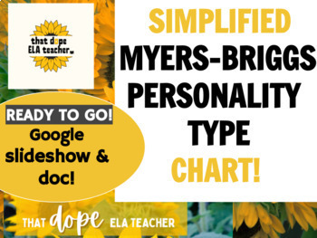 Preview of SIMPLIFIED MYERS-BRIGGS PERSONALITY TYPE CHART! READY 2 GO slideshow & handout!