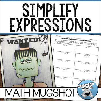 Preview of SIMPLIFYING EXPRESSIONS (DISTRIBUTE & COMBINE LIKE TERMS) MUGSHOT