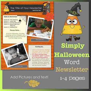 Preview of SIMPLY HALLOWEEN *NEW FORMAT* - Newsletter Template WORD