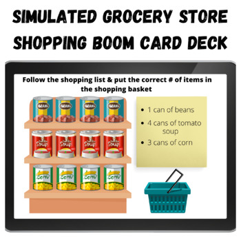 Preview of SIMULATED GROCERY SHOPPING LIFE SKILLS BOOM CARD DECK: OT/SLP/life skills