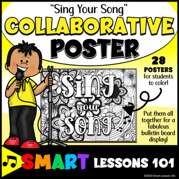 Preview of SING YOUR SONG Collaborative Poster Project Growth Mindset Coloring Poster