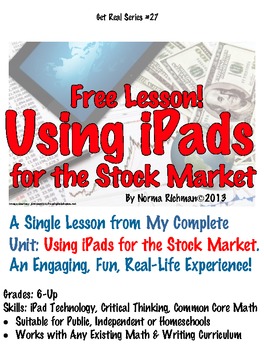 Preview of SINGLE LESSON FROM MY POPULAR "USING iPADS FOR THE STOCK MARKET" UNIT.  TRY IT!