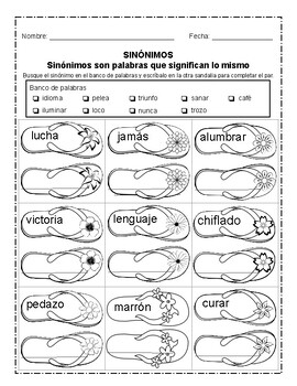 Questões sobre Sinônimos, Synonyms