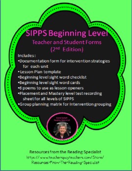Preview of SIPPS Beginning Teacher and Student Forms and More 2