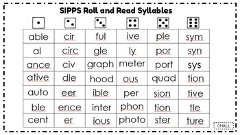 Preview of SIPPS- Challenge Roll and Read Syllables