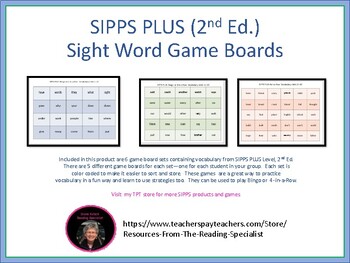 Preview of SIPPS PLUS Sight Word Game Boards