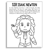 SIR ISAAC NEWTON Inventor Coloring Page Poster Craft | STE