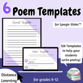 SIX Poem Templates for Writing Poetry (for Google Slides™)