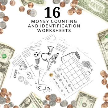 Preview of 16 Money Counting/Identification Worksheets & Activities