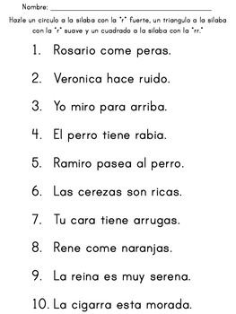 SIlabas con la letra "r" y la "rr" #2 by Juan Vizcarra | TpT