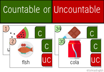 Preview of Countable or Uncountable Food cards game