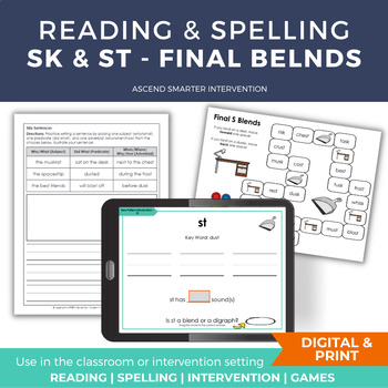 Preview of SK & ST Blends Reading & Spelling Lesson