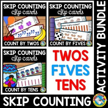 Preview of SKIP COUNTING BY 2, 5 AND 10 ACTIVITY OBJECTS MATH CENTER KINDERGARTEN 2S 5S 10S