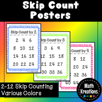 Preview of SKIP COUNTING POSTERS | Multiples of 2-12 | Printable | FREEBIE