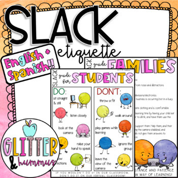 Preview of SLACK ETIQUETTE | Distance Learning Family and Student Guide | Virtual Classroom