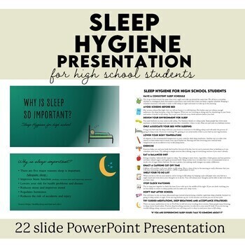 Preview of Sleep Hygiene Tips for Teenagers presentation and handout for high school