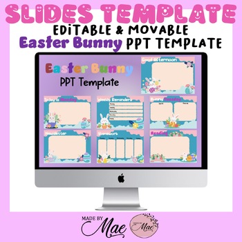 Preview of SLIDES TEMPLATE | EDITABLE & MOVABLE EASTER BUNNY CLASS PPT SLIDES TEMPLATE