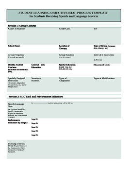 Preview of SLO Template for Students Receiving Speech and Language Services