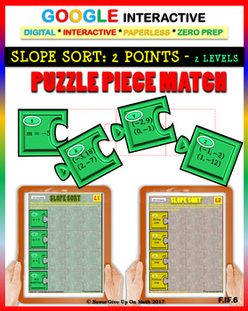 Preview of SLOPE SORT 2 Ordered Pairs (2 LEVELS)Google Interactive:Puzzle Match & Hard Copy