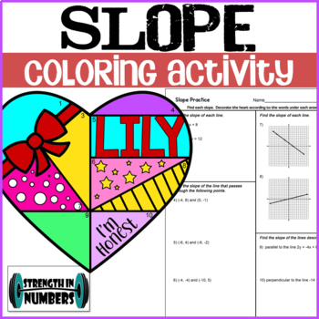 Preview of SLOPE Valentine's Day Personalized Heart Coloring Activity