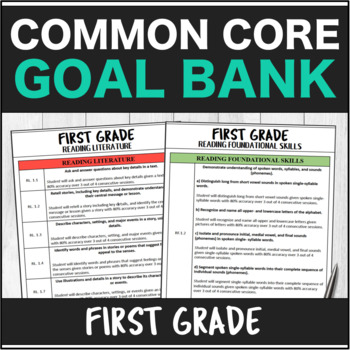 Preview of Speech Therapy Common Core First Grade Goal Bank