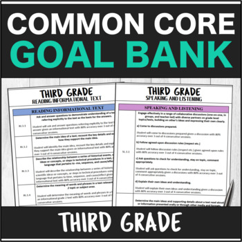 Preview of Speech Therapy Common Core Third Grade Goal Bank