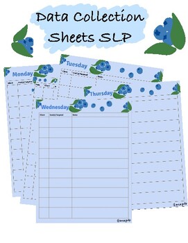 Preview of SLP Data Collection Sheets Freebie Blueberry Theme
