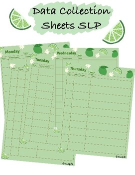 Preview of SLP Data Collection Sheets Freebie Lime Theme