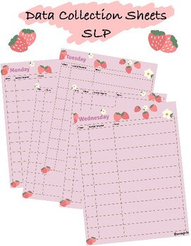 Preview of SLP Data Collection Sheets Freebie Strawberry Theme
