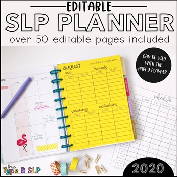 Preview of SLP Editable Planner Inserts: Back to School Ready