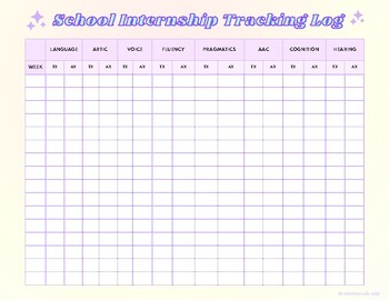 Preview of SLP Hours Sheet Data Tracking Log Internship Grad School Digital Print