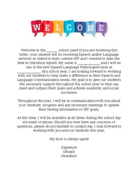Preview of SLP Introduction Letter