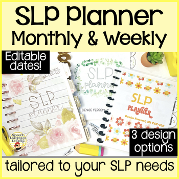 Preview of SLP Planner Speech Language Editable Monthly Weekly Calendar Template Checklists
