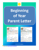 Beginning of Year- Parent Letter