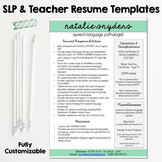 SLP & Teacher Resume and Cover Letter Templates - Fully Editable