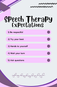 Preview of SLP Therapy Room Expectations