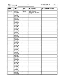 Preview of SLPA Supervision Log