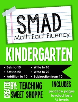 Preview of SMAD Math Fact Fluency Program *KINDERGARTEN*
