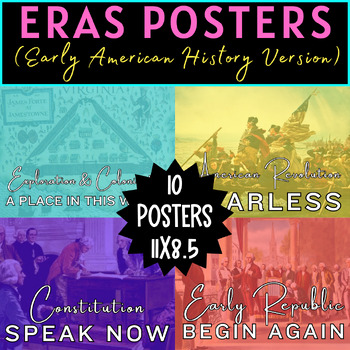 Preview of SMALL 11x8.5 American History Eras Posters For The Classroom