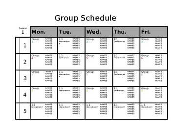 Preview of SMALL GROUP INTERVENTION SCHEDULE