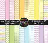 SMALL Pastel Chevron Digital Papers | Commercial Use Digit