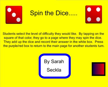 Preview of SMART Board - Adding Dice, Math Activity