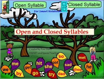 Preview of Open and Closed Syllables Activities Smart Notebook