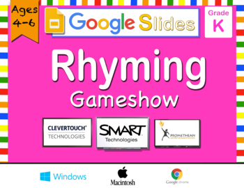 Preview of SMART Board: Rhyming Practice Gameshow Grade K &1 Google Slides