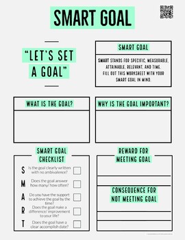 SMART Goal Fillable Worksheet by Mrs Saunders Educational Resources