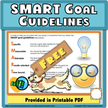 Preview of SMART Goal Guidelines for Planning and Setting Appropriate Goals FREE