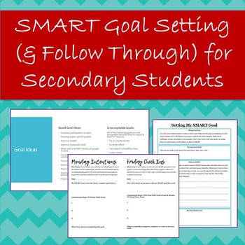 Preview of SMART Goal Setting, Check Ins, & Reflections for Secondary Students